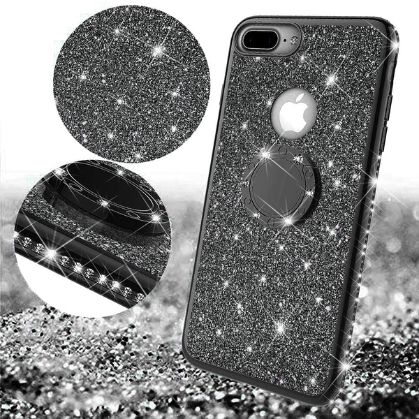 apple iphone 8 glitter bling fashion case - black - www.coverlabusa.com