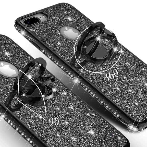 apple iphone 8 glitter bling fashion case - black - www.coverlabusa.com