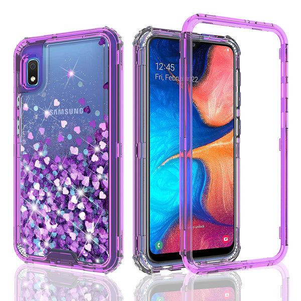 hard clear glitter phone case for samsung galaxy a10e - purple - www.coverlabusa.com 