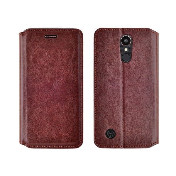 LG K10 (2018) leather wallet case - brown - www.coverlabusa.com