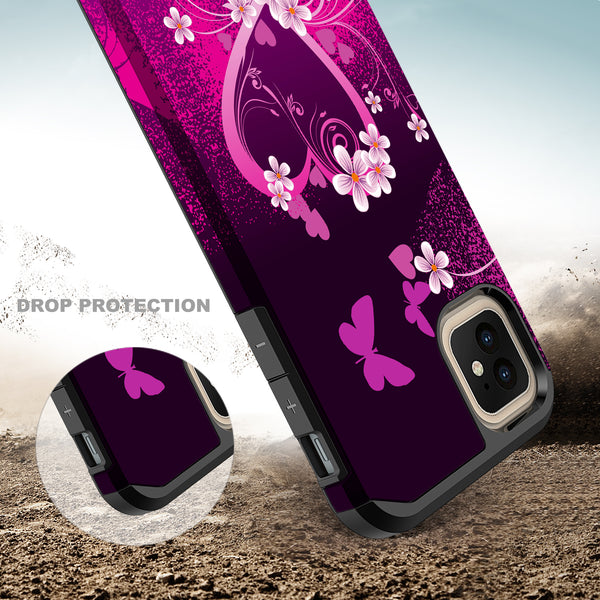 apple iphone 11 pro max hybrid case - heart butterflies - www.coverlabusa.com