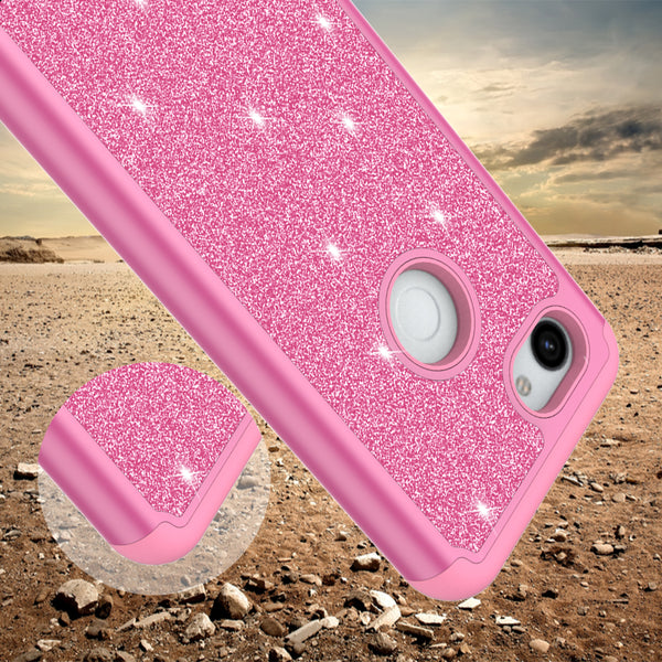 Google Pixel 3a Glitter Hybrid Case - Hot Pink - www.coverlabusa.com