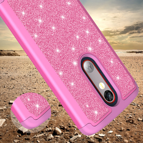 Motorola Droid Turbo 2 Glitter Hybrid Case - Hot Pink - www.coverlabusa.com