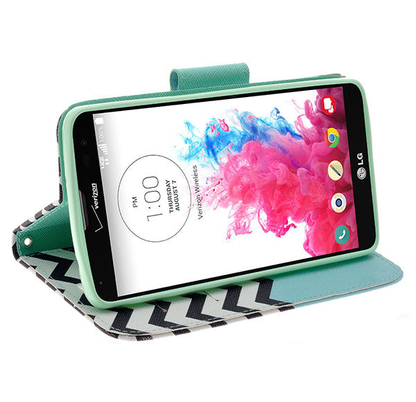 LG G Vista Wallet Case [Card Slots + Money Pocket + Kickstand] and Strap - Teal Anchor