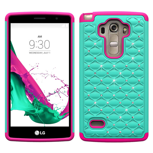 LG G4 Rhinestone Case - Teal/Hot Pink - www.coverlabusa.com