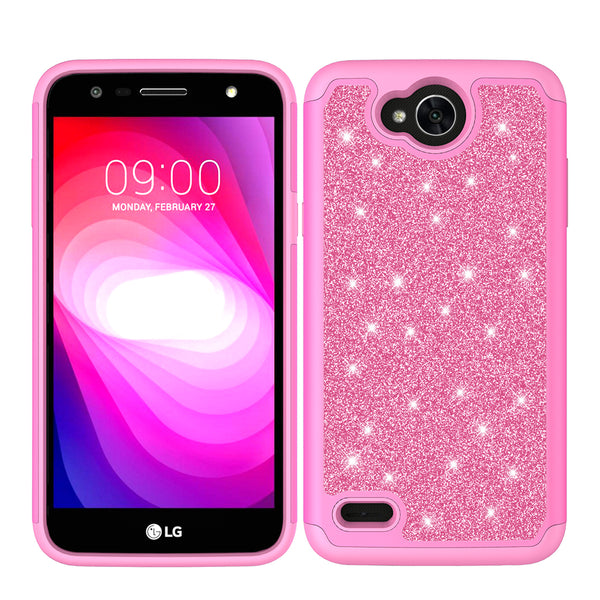 LG X Power 2 Glitter Hybrid Case - Hot Pink - www.coverlabusa.com