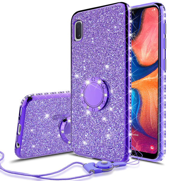 samsung galaxy a10e glitter bling fashion case - purple - www.coverlabusa.com