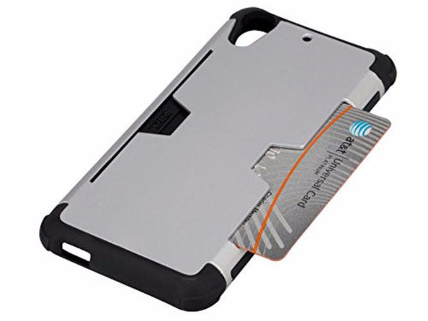 htc desire hybrid card slot case - silver - www.coverlabusa.com