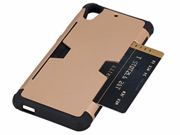 htc desire hybrid card slot case - gold - www.coverlabusa.com