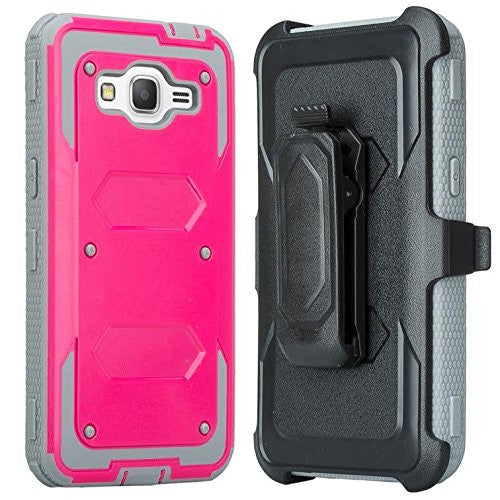 Samsung Galaxy Core Prime Prime Case holster screen protector,hot pink/grey www.coverlabusa.com