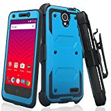 CoverLabUSA Compatible for ZTE Maven 3 Case, ZTE Overture 3 Case [Built In Screen Protector] Full-Body Rugged Holster Case [Belt Swivel Clip][Kickstand] for ZTE Maven 3/ZTE Overture 3, Blue