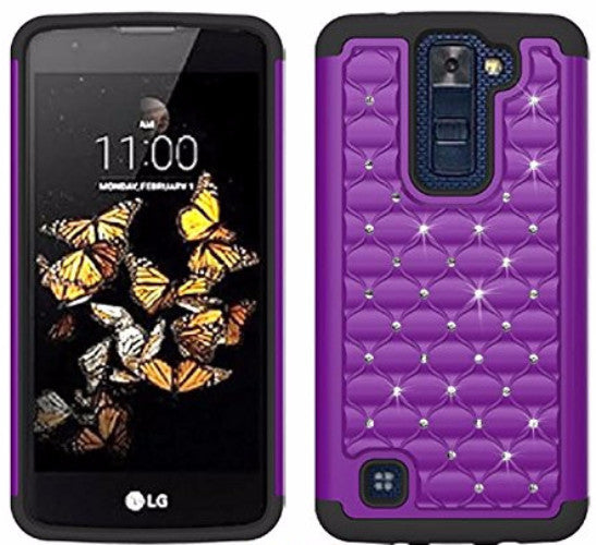 lg k8 , lg escape 3 diamond hybrid case - purple/black - www.coverlabusa.com
