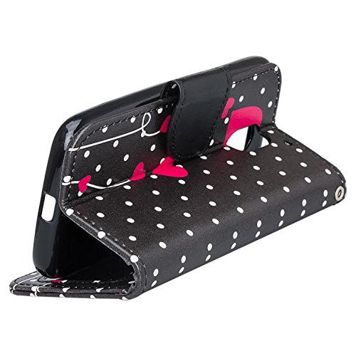 motorola Moto G4 Case | Moto G4 Plus leather wallet magnetic fold case - polka dot hearts - www.coverlabusa.com