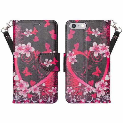 iphone 7 plus case, iphone 7 plus wallet case - heart butterflies - www.coverlabusa.com