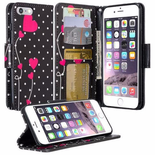 iphone 7 plus case, iphone 7 plus wallet case - polka dot hearts - www.coverlabusa.com