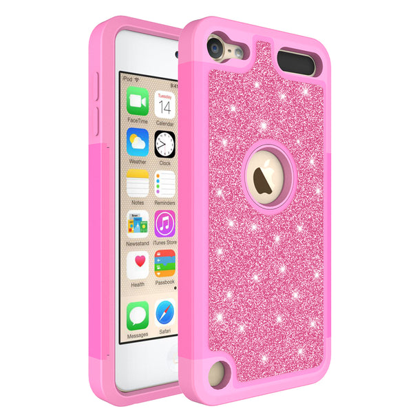Apple iPod Touch 5 Glitter Hybrid Case - Hot Pink - www.coverlabusa.com