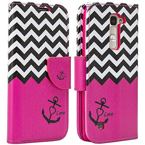 LG K10 Case / LG Premier LTE Wallet Case - hot pink anchor - www.coverlabusa.com