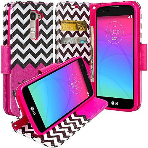 LG K7 / Tribute 5 / Treasure, premier wallet case - hot pink anchor - www.coverlabusa.com
