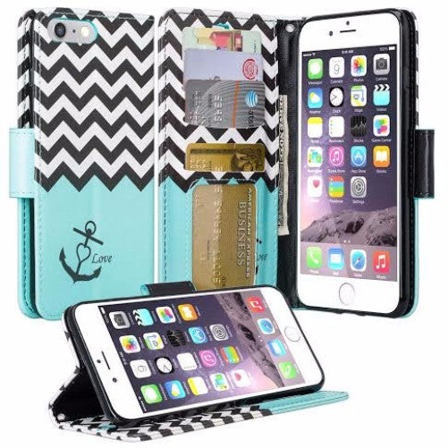 iphone 7 plus case, iphone 7 plus wallet case - teal anchor - www.coverlabusa.com