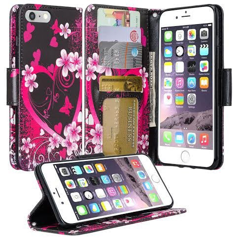 iphone 7 plus case, iphone 7 plus wallet case - heart butterflies - www.coverlabusa.com