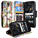 ZTE Maven 3 Case, ZTE Overture 3 Case, ZTE Prelude Plus Case, Luxury PU Leather Wallet [Wrist Strap] Protective Case Cover with Card Slots and Kickstand, (Tree of Life)
