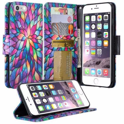 iphone 7 plus case, iphone 7 plus wallet case - rainbow flower - www.coverlabusa.com