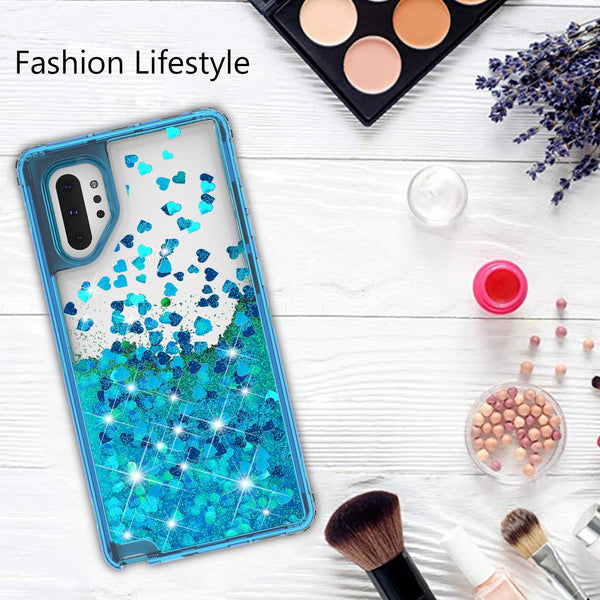 hard clear glitter phone case for samsung galaxy note 10 plus - teal - www.coverlabusa.com 