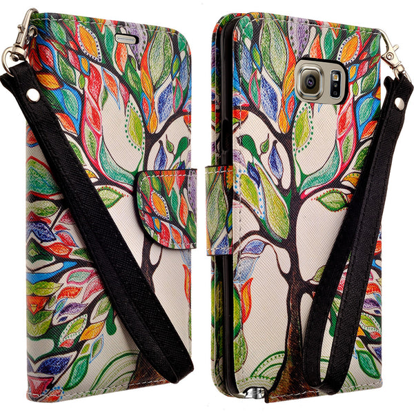 amsung galaxy note5 leather wallet case - colorful tree - www.coverlabusa.com