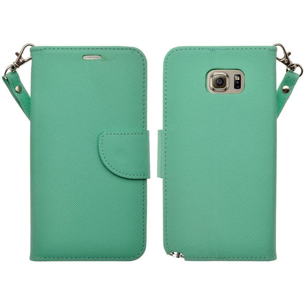samsung galaxy note 5 pu leather wallet - teal - www.coverlabusa.com