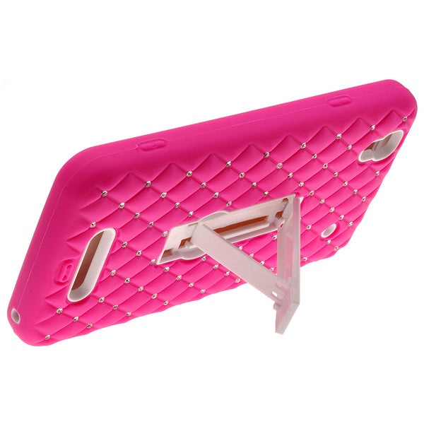 ZTE Max | N9520 | Boost Max hybrid diamond case - hot pink/white - www.coverlabusa.com