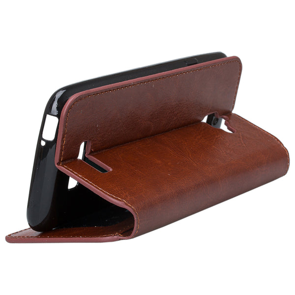 Coolpad Catalyst PU leather wallet case - brown - www.coverlabusa.com