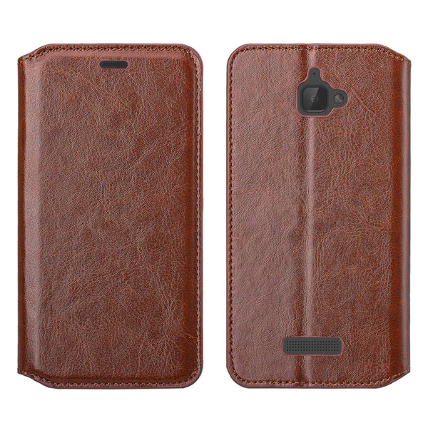 Coolpad Catalyst PU leather wallet case - brown - www.coverlabusa.com