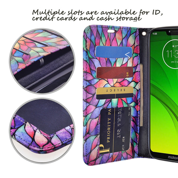Motorola Moto G7 Power Wallet Case - rainbow flower - www.coverlabusa.com