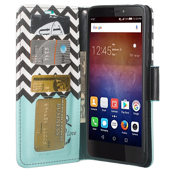 huawei ascend xt leather wallet case - teal anchor - www.coverlabusa.com