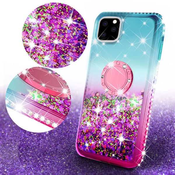 glitter phone case for apple iphone 11 - teal/pink gradient - www.coverlabusa.com