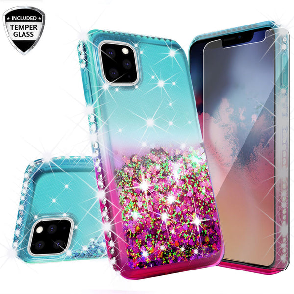 glitter phone case for apple iphone 11 pro max - pink/teal gradient - www.coverlabusa.com