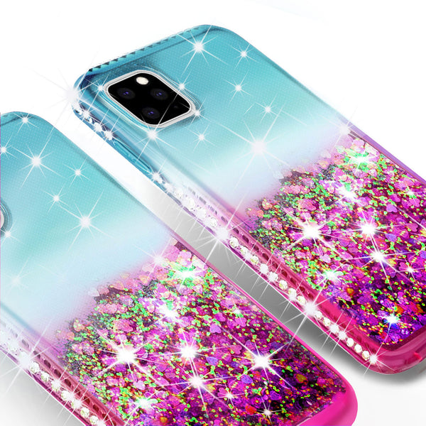 glitter phone case for apple iphone 11 pro max - pink/teal gradient - www.coverlabusa.com