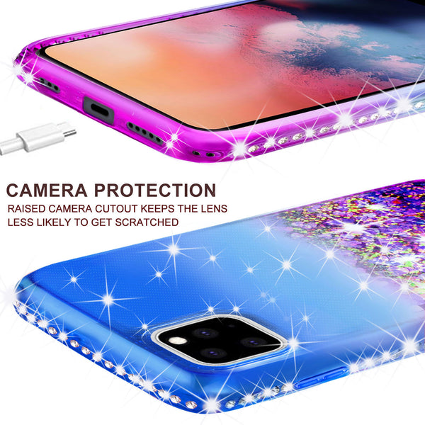 glitter phone case for apple iphone 11 pro max - blue/purple gradient - www.coverlabusa.com