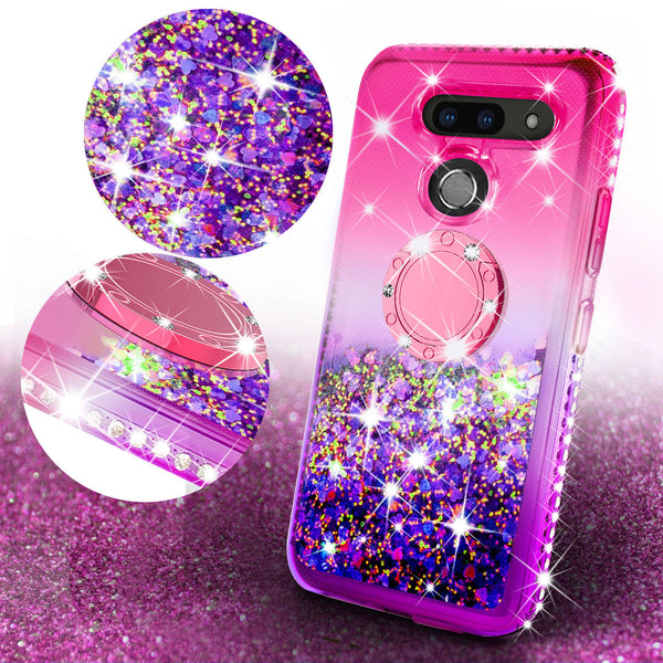 glitter ring phone case for lg g8 thinq - pink gradient - www.coverlabusa.com 