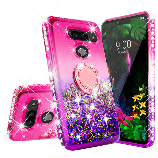 glitter ring phone case for lg g8 thinq - pink gradient - www.coverlabusa.com 