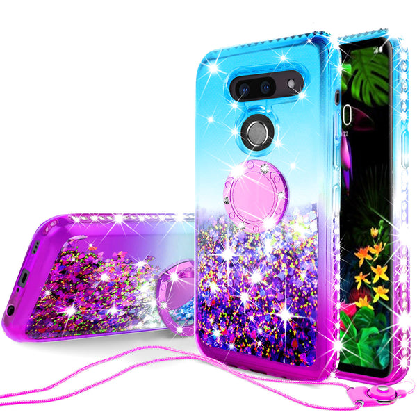 glitter ring phone case for lg g8 thinq - teal gradient - www.coverlabusa.com 
