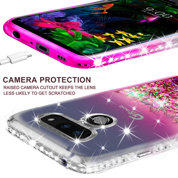clear liquid phone case for lg g8 thinq - hot pink - www.coverlabusa.com 