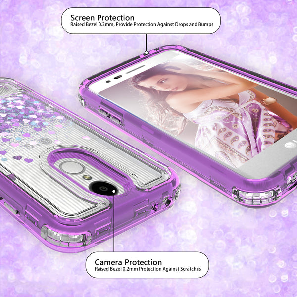 hard clear glitter phone case for lg aristo 3 - purple - www.coverlabusa.com 