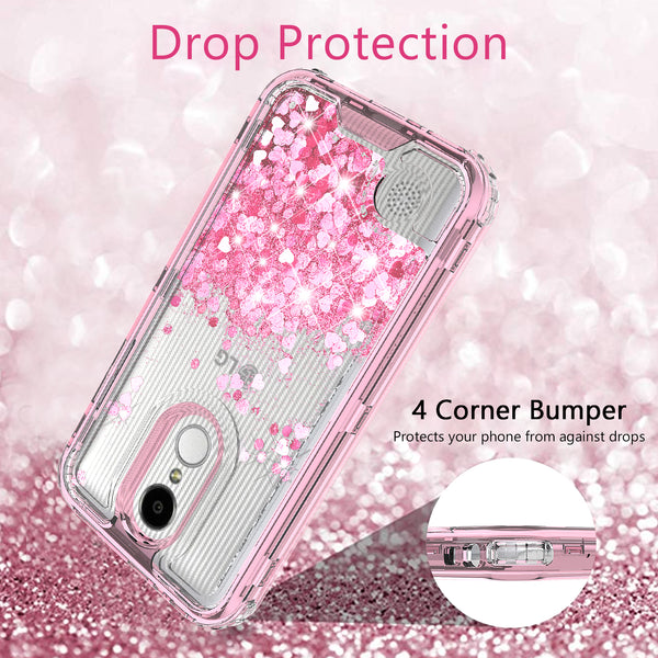 hard clear glitter phone case for lg aristo 2 - pink - www.coverlabusa.com 