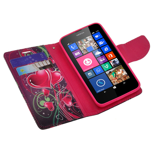 Nokia Lumia 635 Wallet Case - heart strings - www.coverlabusa.com