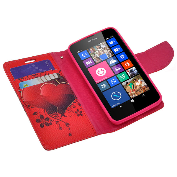 Nokia Lumia 635 Wallet Case - red hearts - www.coverlabusa.com