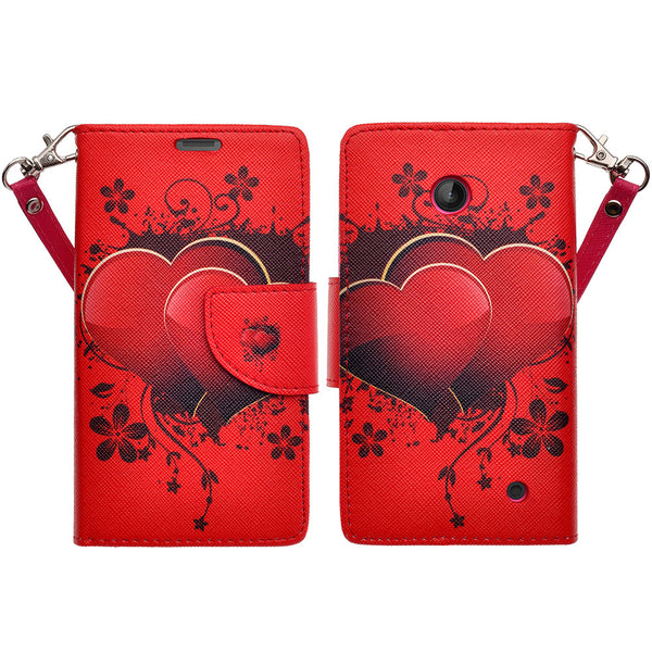 Nokia Lumia 635 Wallet Case - red hearts - www.coverlabusa.com
