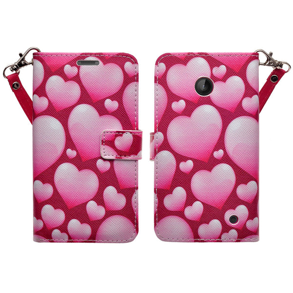 Nokia Lumia 635 Wallet Case - pink hearts - www.coverlabusa.com