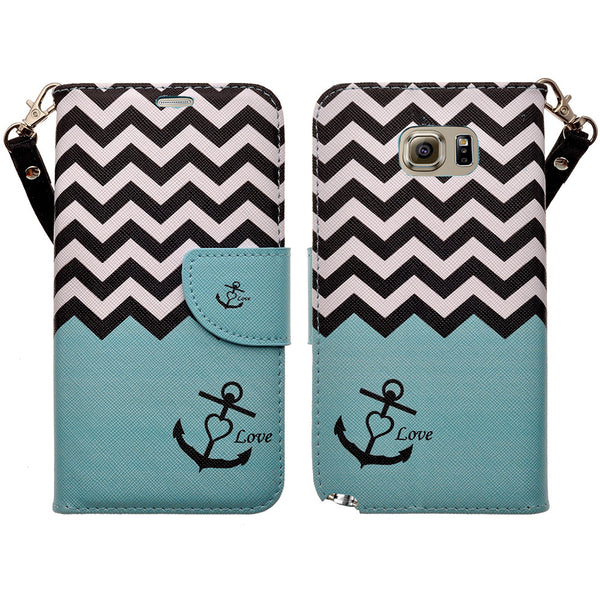 amsung galaxy note5 leather wallet case - teal anchor - www.coverlabusa.com