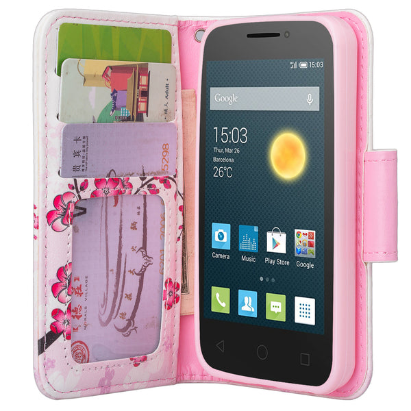 Alcatel Onetouch Pixi Plusar Pu leather wallet case - lotus - www.coverlabusa.com